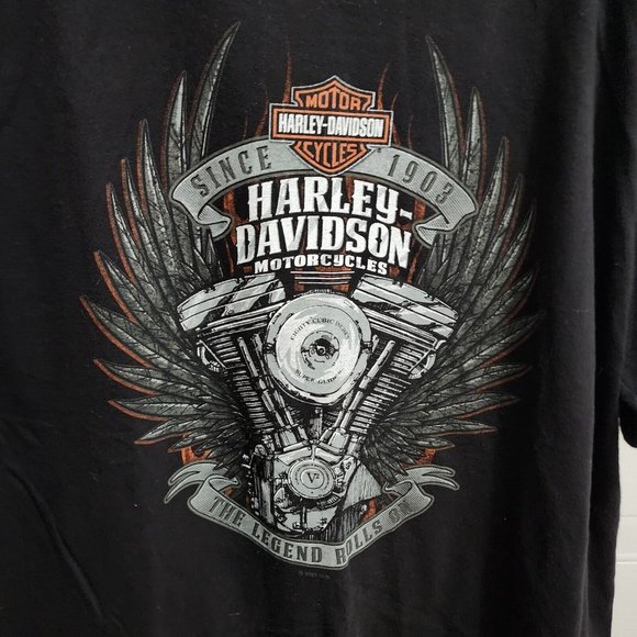 Harley Davidson Black Gainesville Florida Engine Block Alligator T-Shirt Size XL - Picture 8 of 12